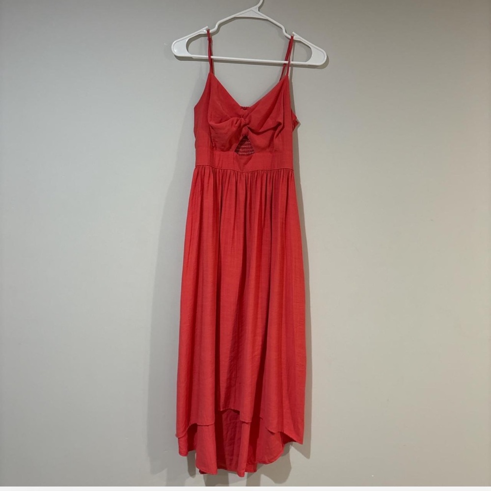 Nine West Coral Twist-Front Cutout High-Low Midi Dress | Size S - Picture 4 of 6